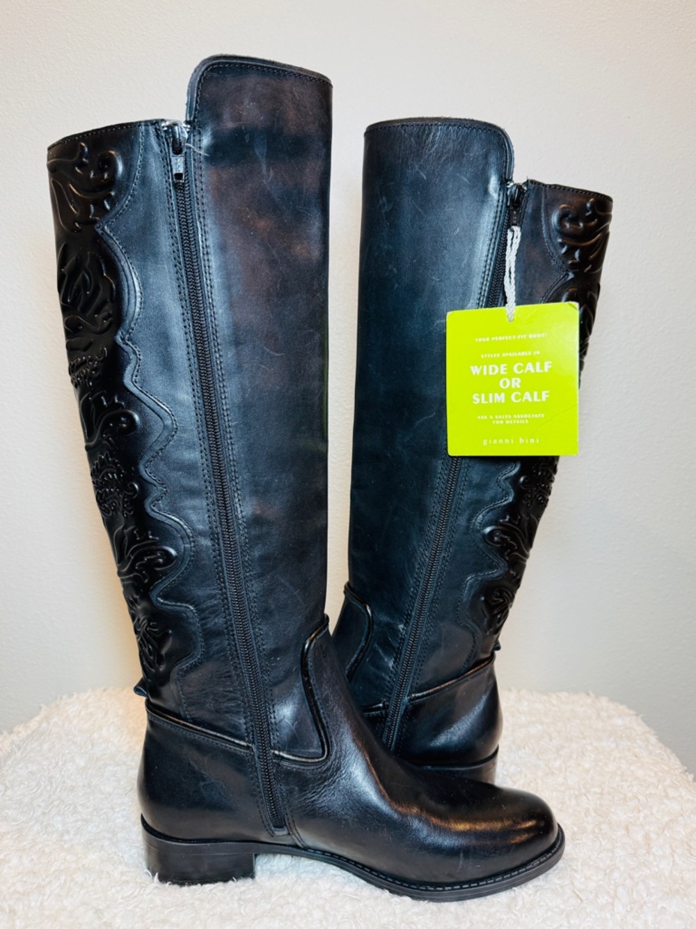 Gianni Bini Embroidered Tall Leather Boots